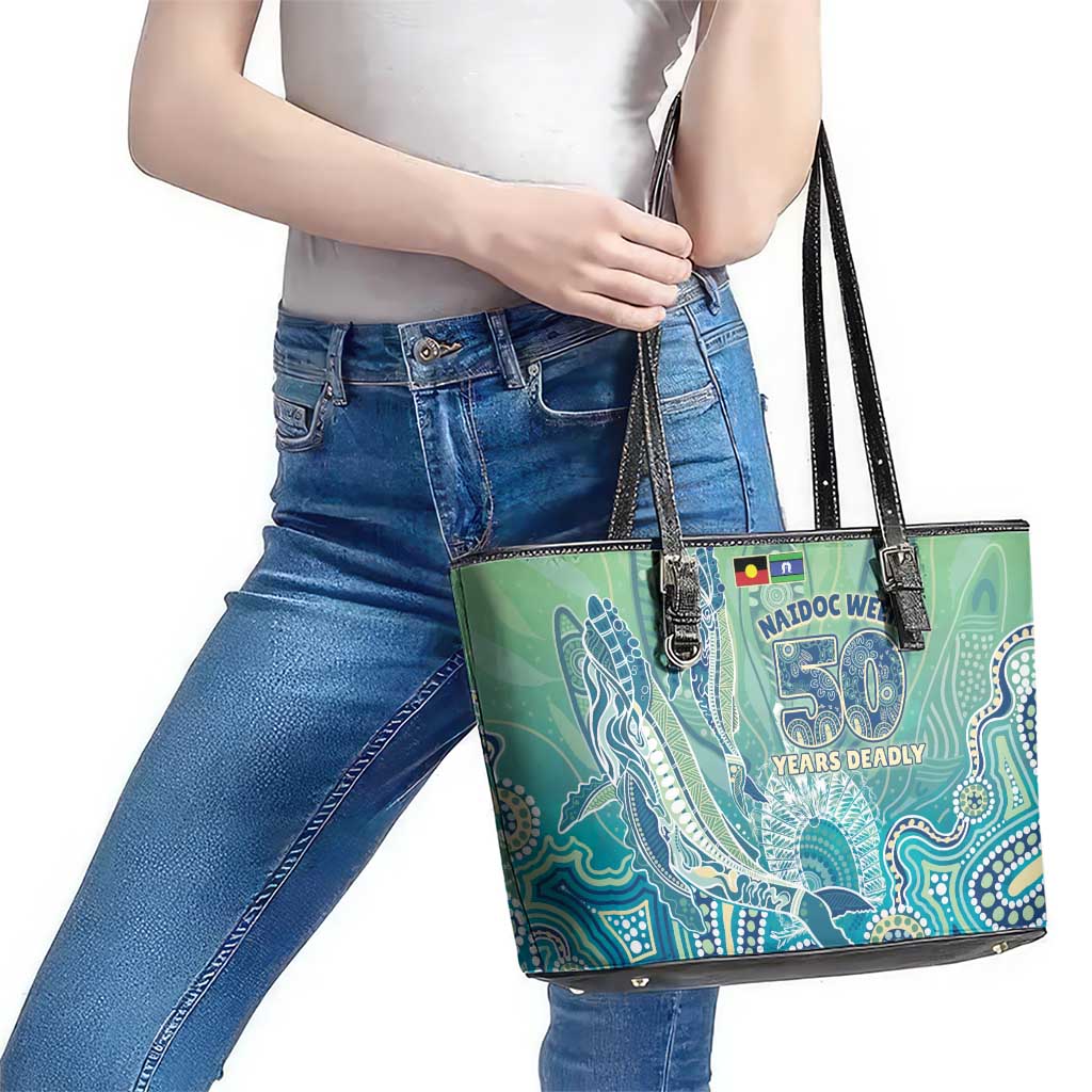 NAIDOC Week - 50 Years Deadly Torres Strait Leather Tote Bag Pastel Waves