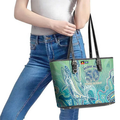 NAIDOC Week - 50 Years Deadly Torres Strait Leather Tote Bag Pastel Waves