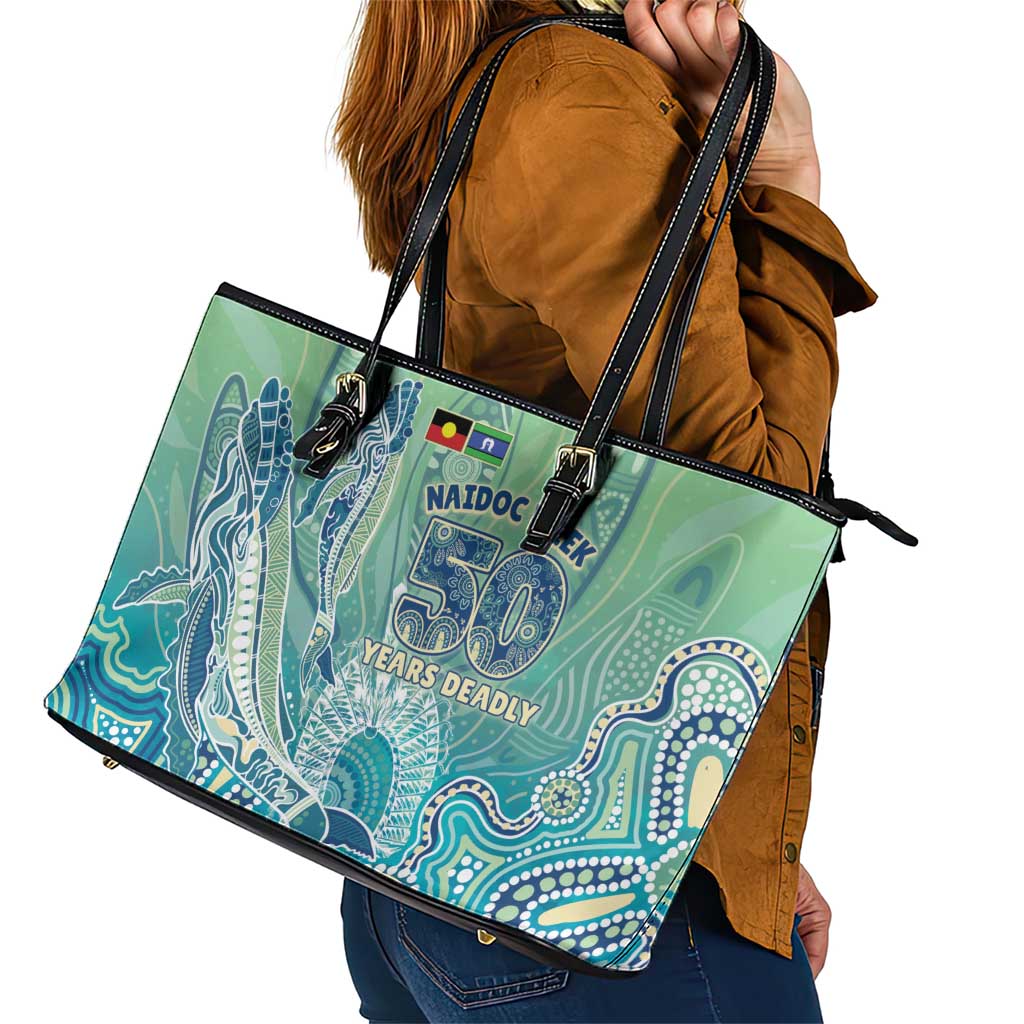 NAIDOC Week - 50 Years Deadly Torres Strait Leather Tote Bag Pastel Waves