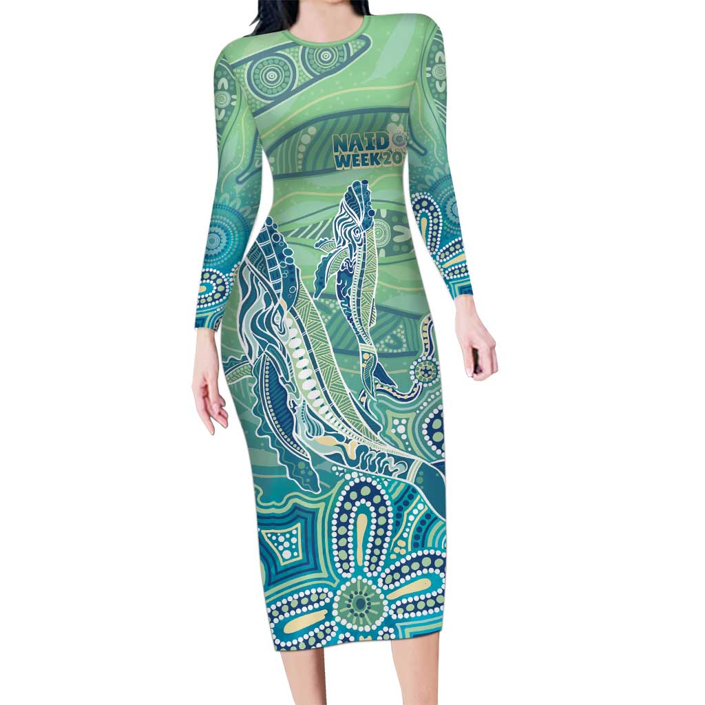 NAIDOC Week - 50 Years Deadly Torres Strait Long Sleeve Bodycon Dress Pastel Waves