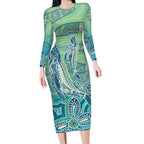 NAIDOC Week - 50 Years Deadly Torres Strait Long Sleeve Bodycon Dress Pastel Waves