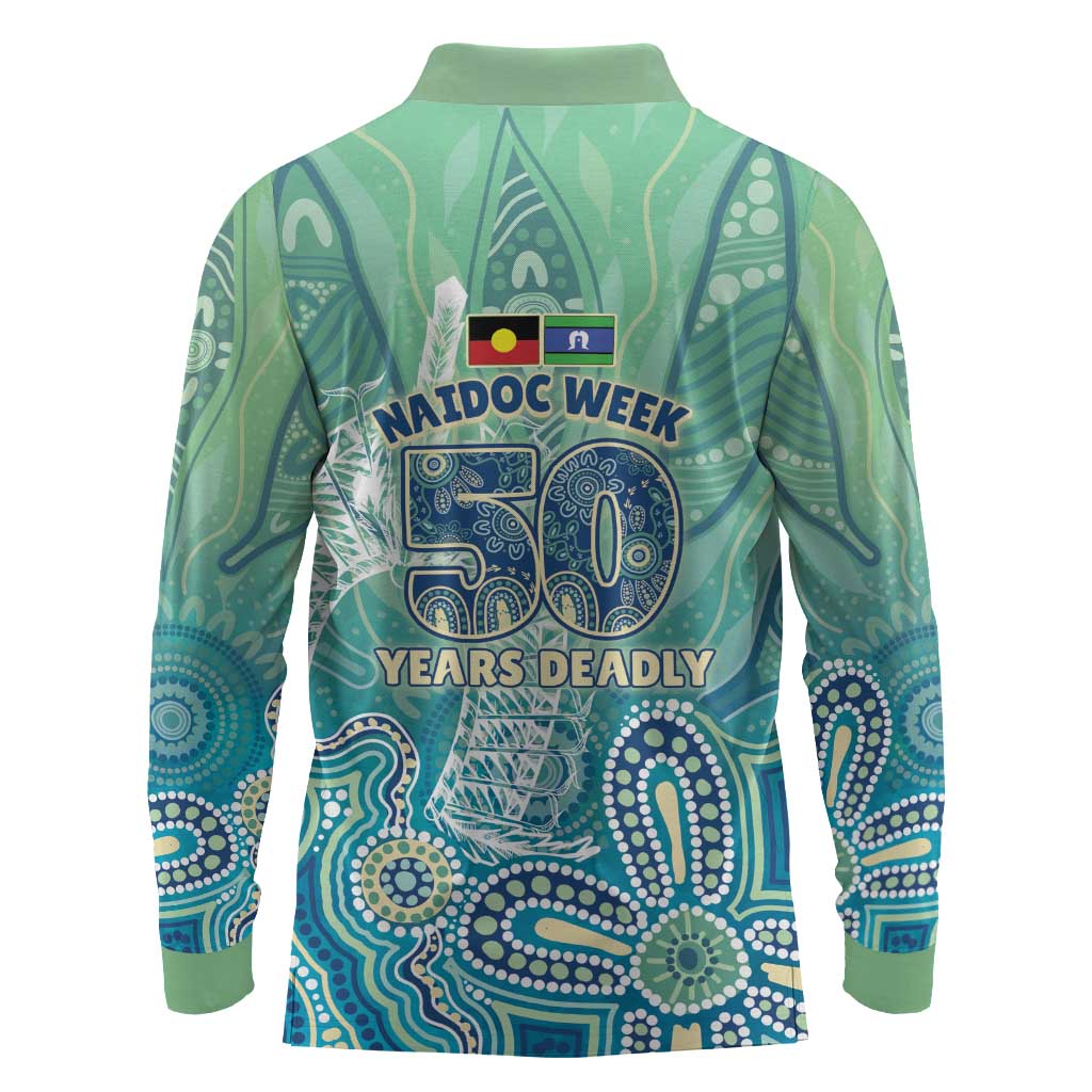 NAIDOC Week - 50 Years Deadly Torres Strait Long Sleeve Polo Shirt Pastel Waves