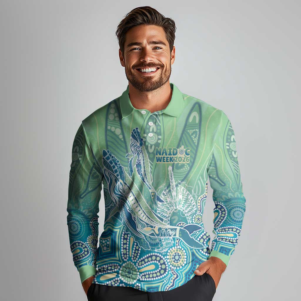 NAIDOC Week - 50 Years Deadly Torres Strait Long Sleeve Polo Shirt Pastel Waves