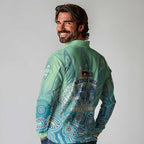 NAIDOC Week - 50 Years Deadly Torres Strait Long Sleeve Polo Shirt Pastel Waves