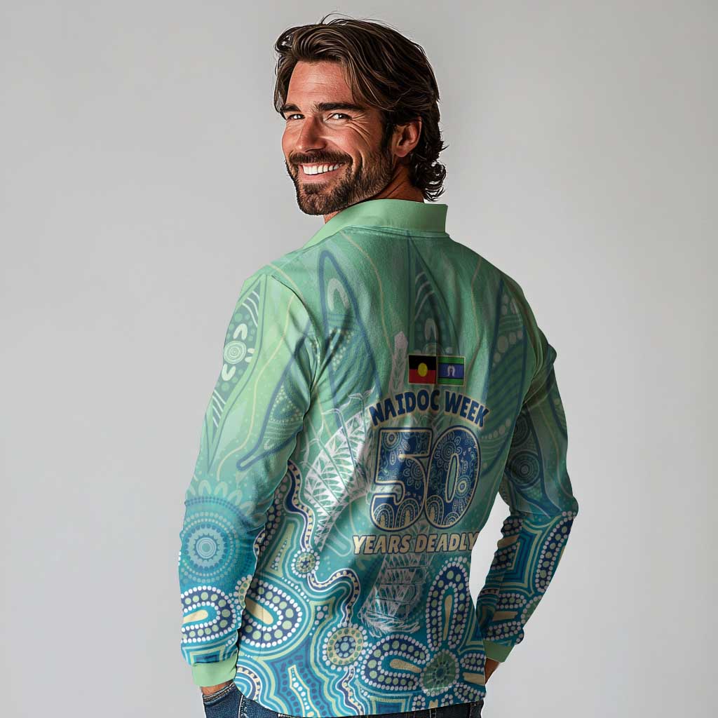 NAIDOC Week - 50 Years Deadly Torres Strait Long Sleeve Polo Shirt Pastel Waves
