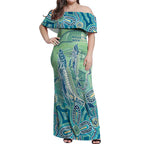 NAIDOC Week - 50 Years Deadly Torres Strait Off Shoulder Maxi Dress Pastel Waves