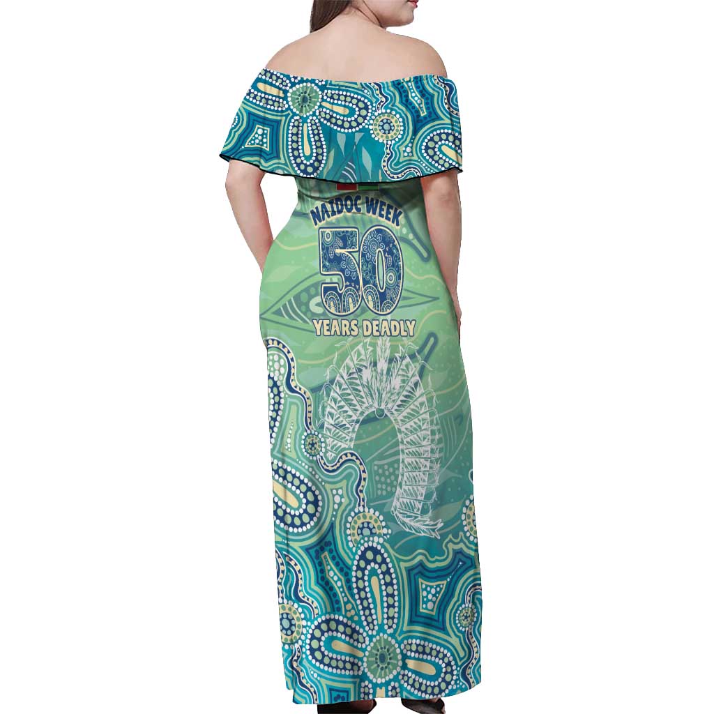 NAIDOC Week - 50 Years Deadly Torres Strait Off Shoulder Maxi Dress Pastel Waves
