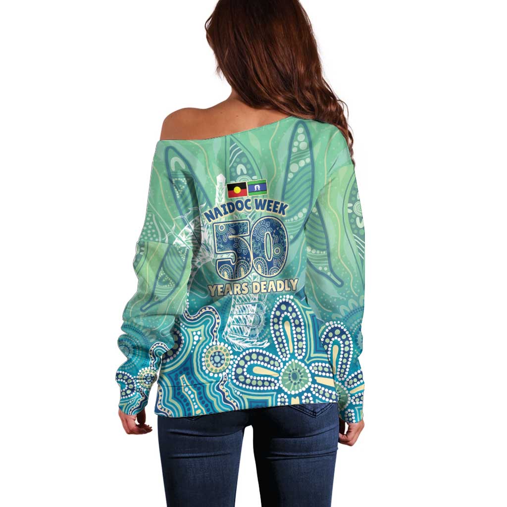 NAIDOC Week - 50 Years Deadly Torres Strait Off Shoulder Sweater Pastel Waves