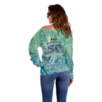 NAIDOC Week - 50 Years Deadly Torres Strait Off Shoulder Sweater Pastel Waves