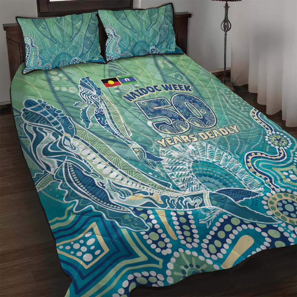 NAIDOC Week - 50 Years Deadly Torres Strait Quilt Bed Set Pastel Waves
