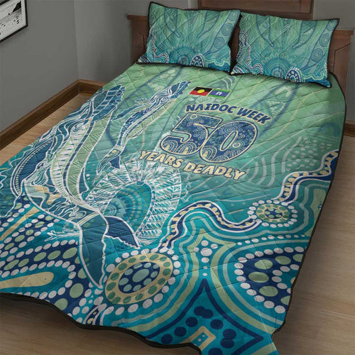 NAIDOC Week - 50 Years Deadly Torres Strait Quilt Bed Set Pastel Waves