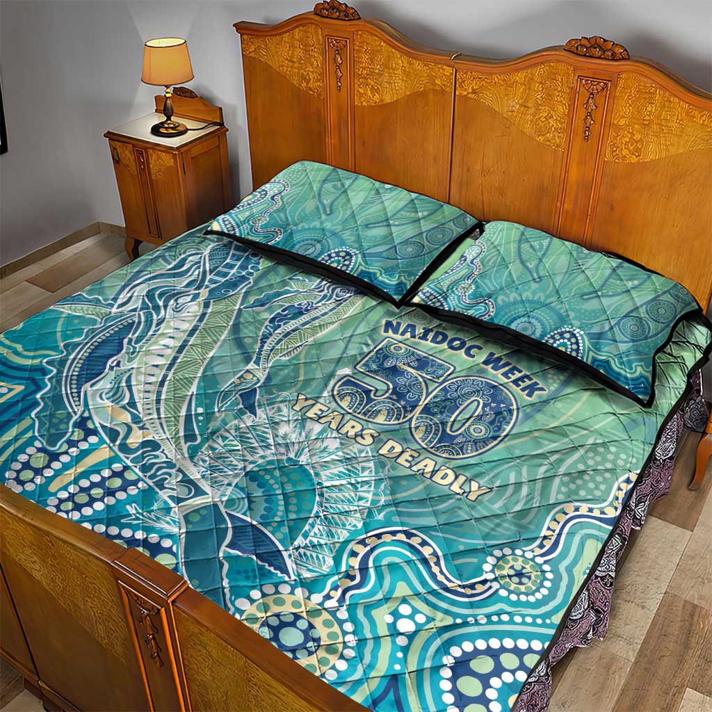 NAIDOC Week - 50 Years Deadly Torres Strait Quilt Bed Set Pastel Waves