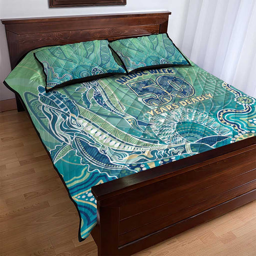 NAIDOC Week - 50 Years Deadly Torres Strait Quilt Bed Set Pastel Waves