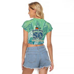 NAIDOC Week - 50 Years Deadly Torres Strait Raglan Cropped T Shirt Pastel Waves