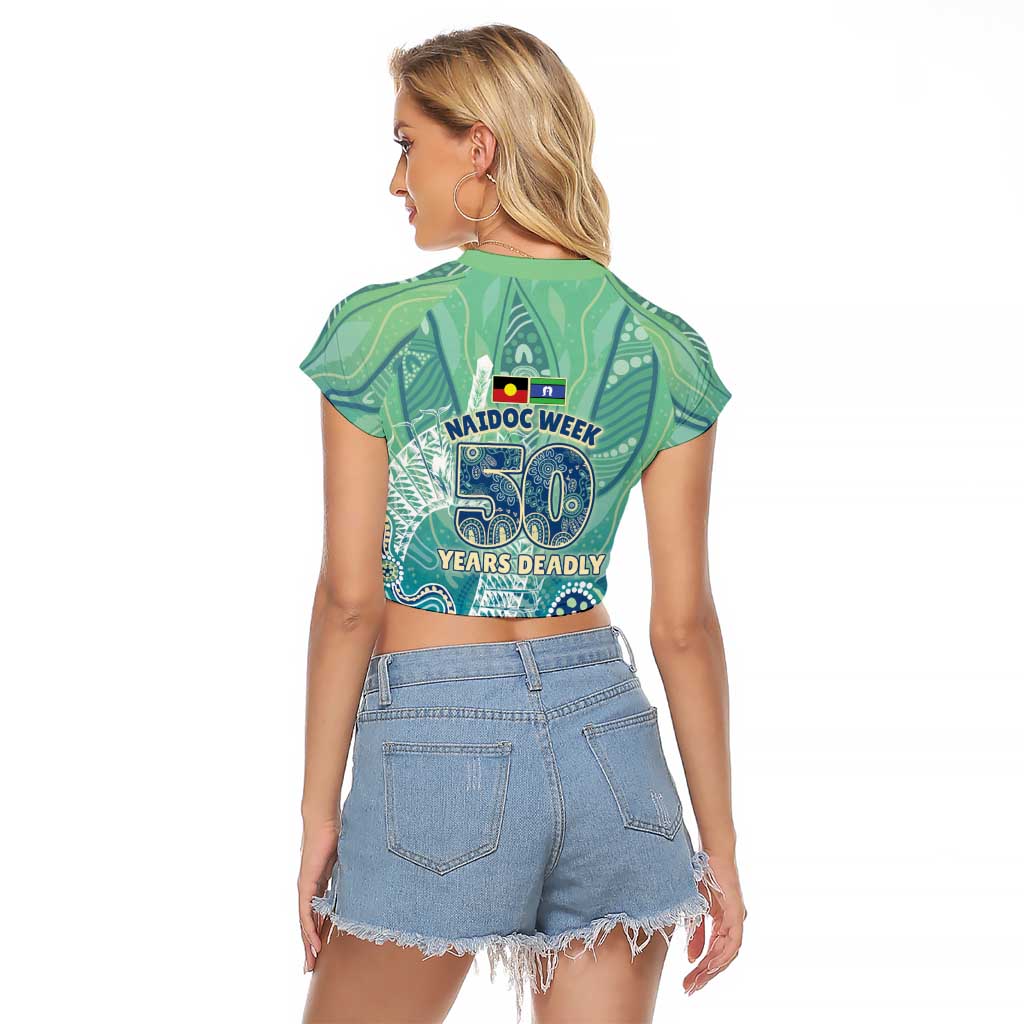 NAIDOC Week - 50 Years Deadly Torres Strait Raglan Cropped T Shirt Pastel Waves