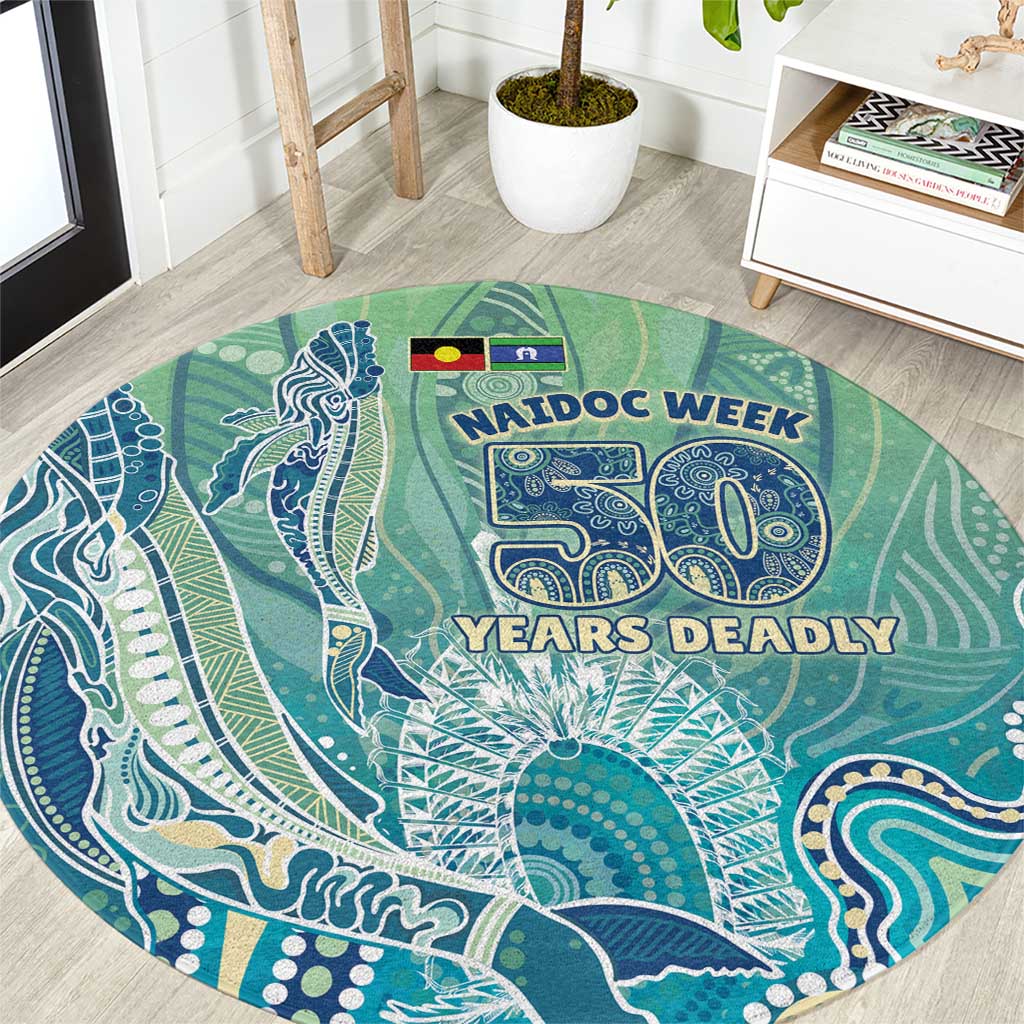 NAIDOC Week - 50 Years Deadly Torres Strait Round Carpet Pastel Waves