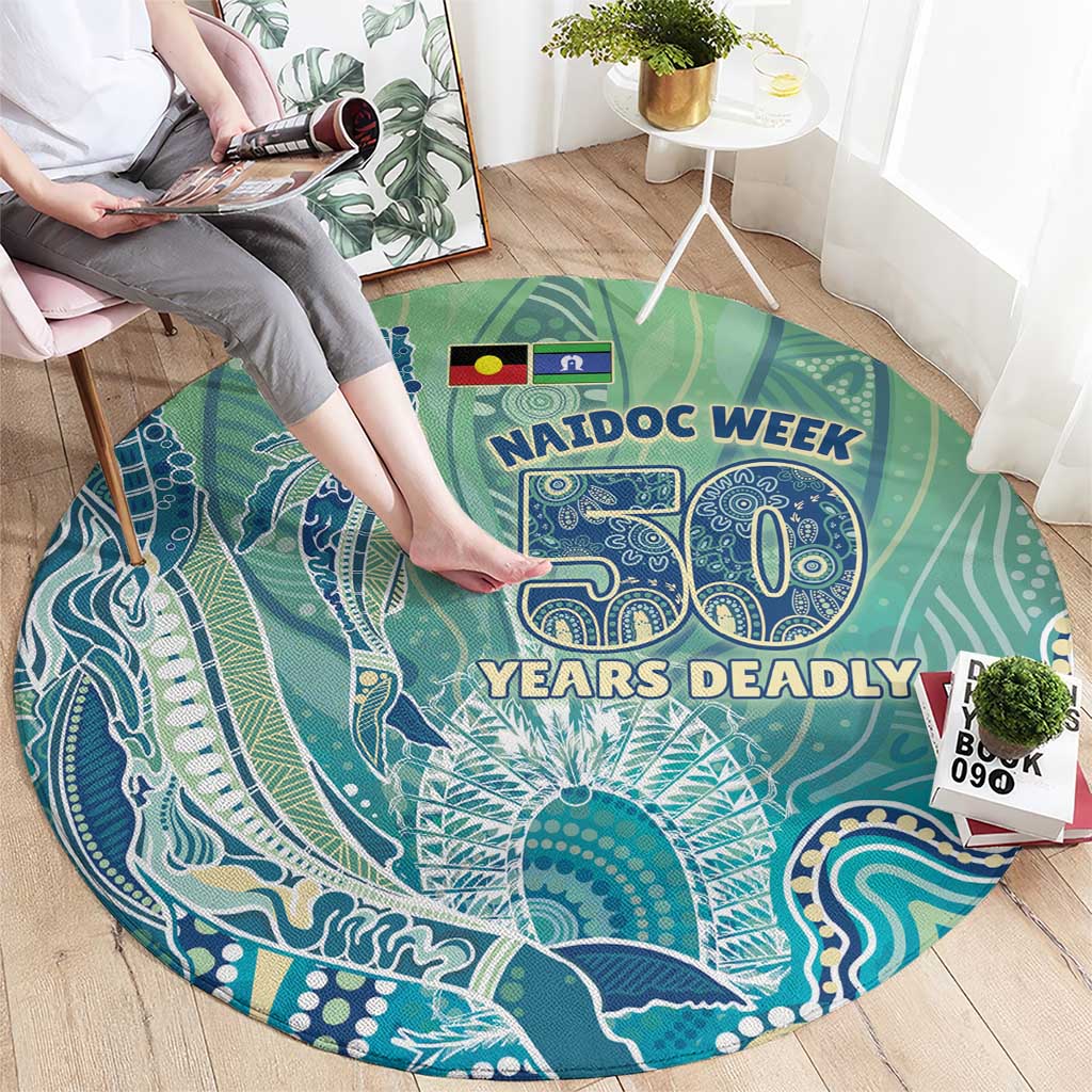 NAIDOC Week - 50 Years Deadly Torres Strait Round Carpet Pastel Waves