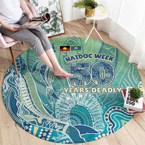NAIDOC Week - 50 Years Deadly Torres Strait Round Carpet Pastel Waves