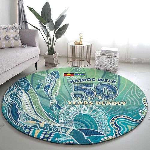 NAIDOC Week - 50 Years Deadly Torres Strait Round Carpet Pastel Waves