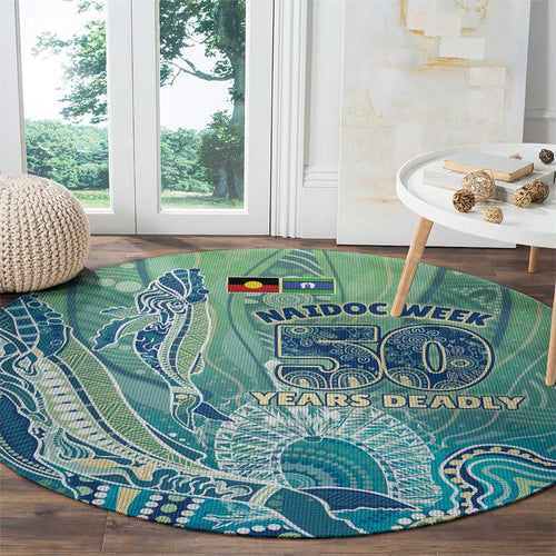 NAIDOC Week - 50 Years Deadly Torres Strait Round Carpet Pastel Waves