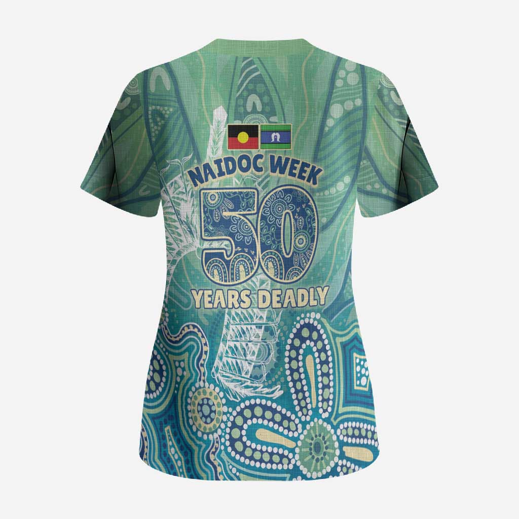 NAIDOC Week - 50 Years Deadly Torres Strait Scrub Top Pastel Waves