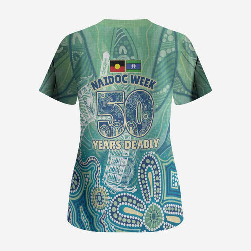 NAIDOC Week - 50 Years Deadly Torres Strait Scrub Top Pastel Waves