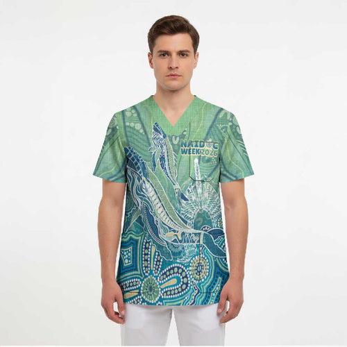NAIDOC Week - 50 Years Deadly Torres Strait Scrub Top Pastel Waves