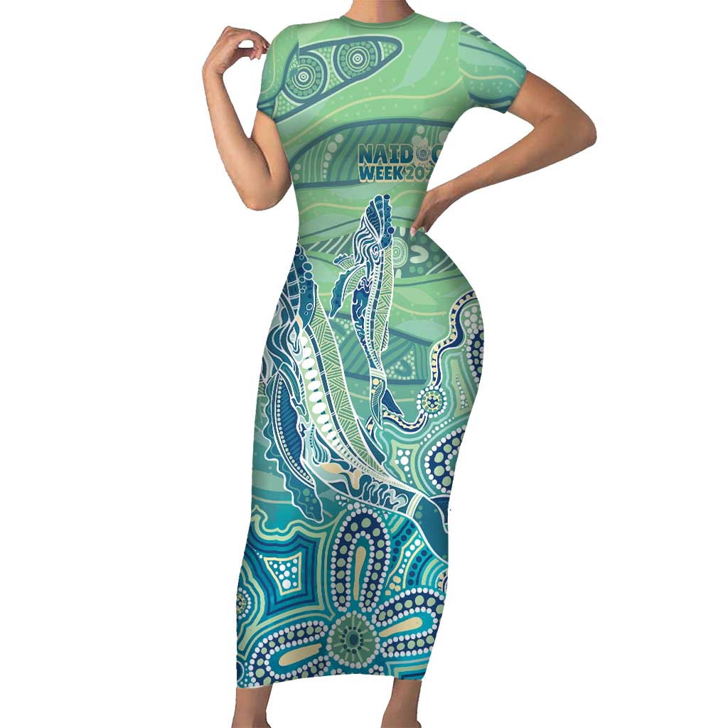 NAIDOC Week - 50 Years Deadly Torres Strait Short Sleeve Bodycon Dress Pastel Waves