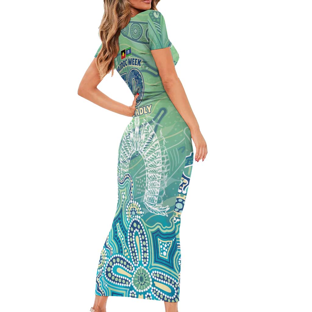 NAIDOC Week - 50 Years Deadly Torres Strait Short Sleeve Bodycon Dress Pastel Waves