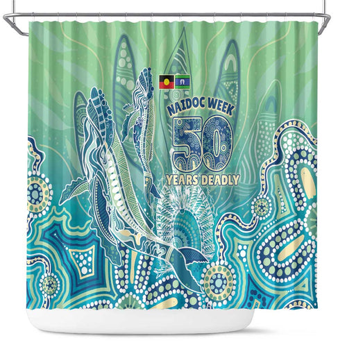 NAIDOC Week - 50 Years Deadly Torres Strait Shower Curtain Pastel Waves