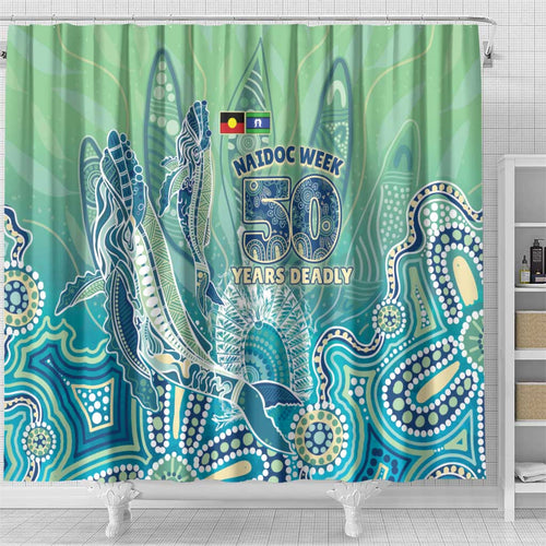 NAIDOC Week - 50 Years Deadly Torres Strait Shower Curtain Pastel Waves