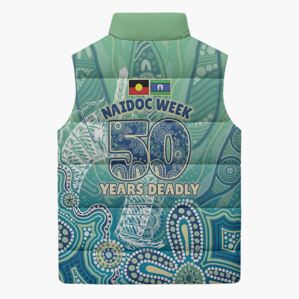 NAIDOC Week - 50 Years Deadly Torres Strait Sleeveless Puffer Jacket Pastel Waves