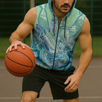 NAIDOC Week - 50 Years Deadly Torres Strait Sleeveless Zip Hoodie Pastel Waves