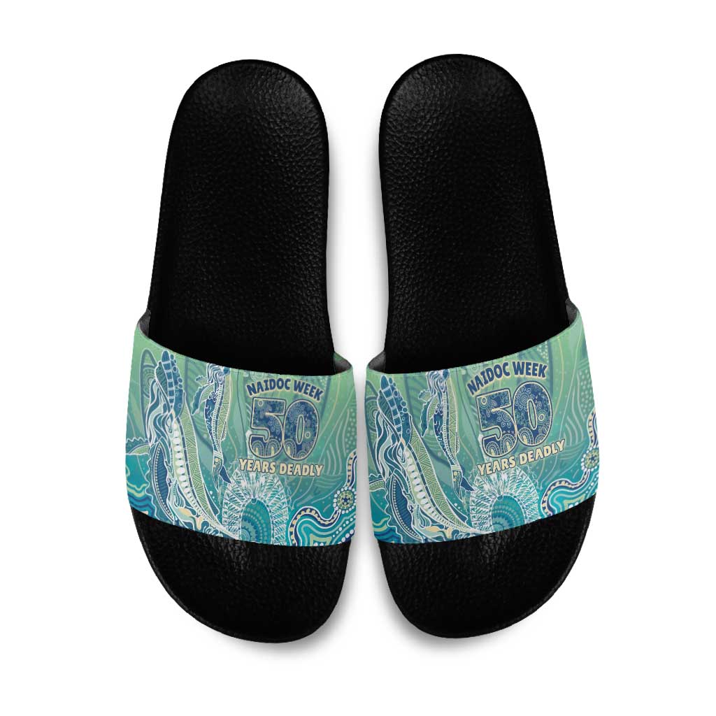 NAIDOC Week - 50 Years Deadly Torres Strait Slide Sandals Pastel Waves