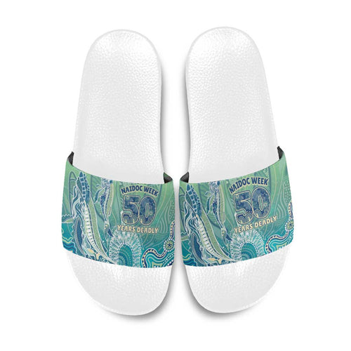 NAIDOC Week - 50 Years Deadly Torres Strait Slide Sandals Pastel Waves