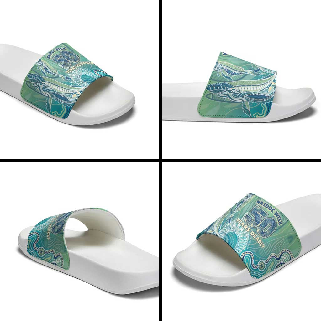 NAIDOC Week - 50 Years Deadly Torres Strait Slide Sandals Pastel Waves