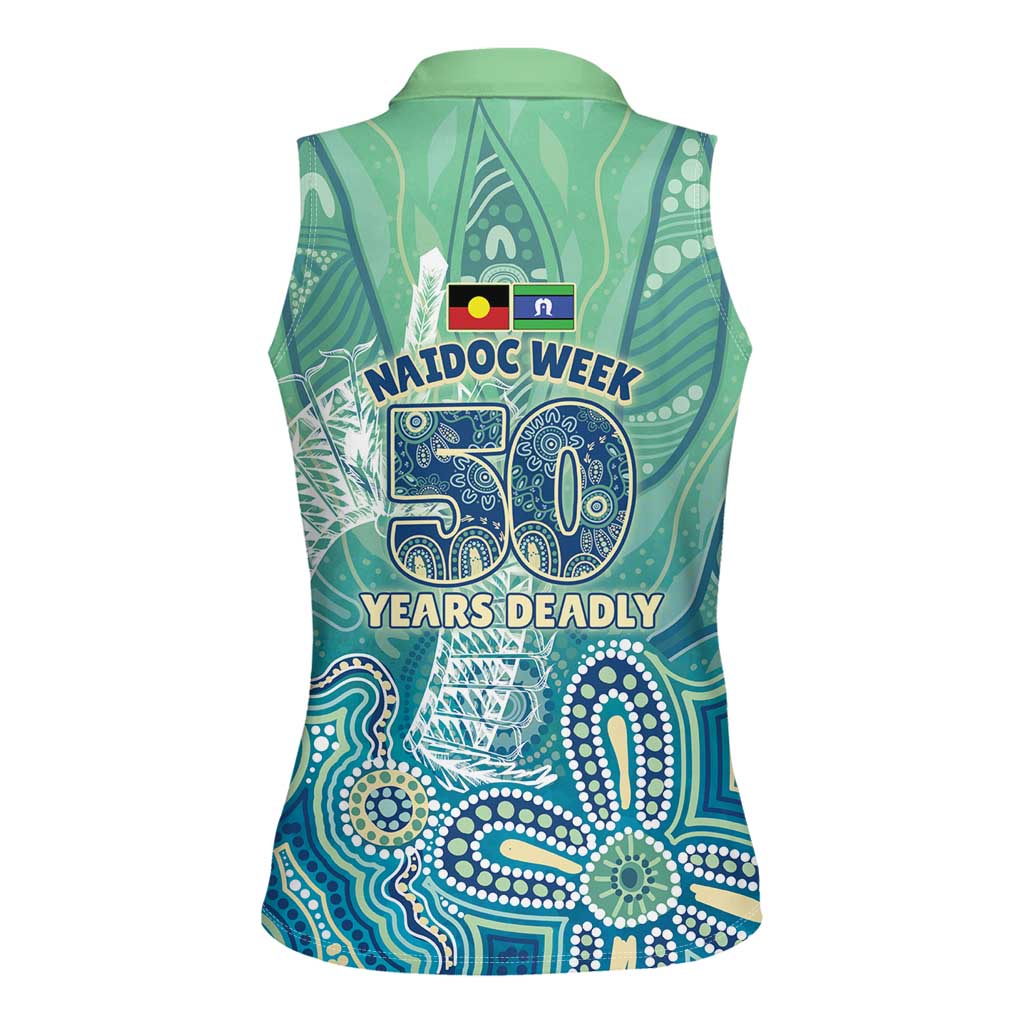NAIDOC Week - 50 Years Deadly Torres Strait Women Sleeveless Polo Shirt Pastel Waves