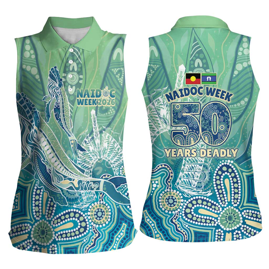 NAIDOC Week - 50 Years Deadly Torres Strait Women Sleeveless Polo Shirt Pastel Waves