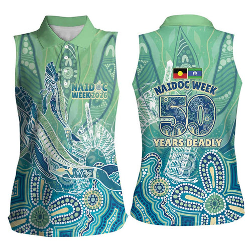 NAIDOC Week - 50 Years Deadly Torres Strait Women Sleeveless Polo Shirt Pastel Waves