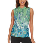 NAIDOC Week - 50 Years Deadly Torres Strait Women Sleeveless Polo Shirt Pastel Waves