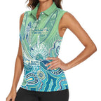 NAIDOC Week - 50 Years Deadly Torres Strait Women Sleeveless Polo Shirt Pastel Waves