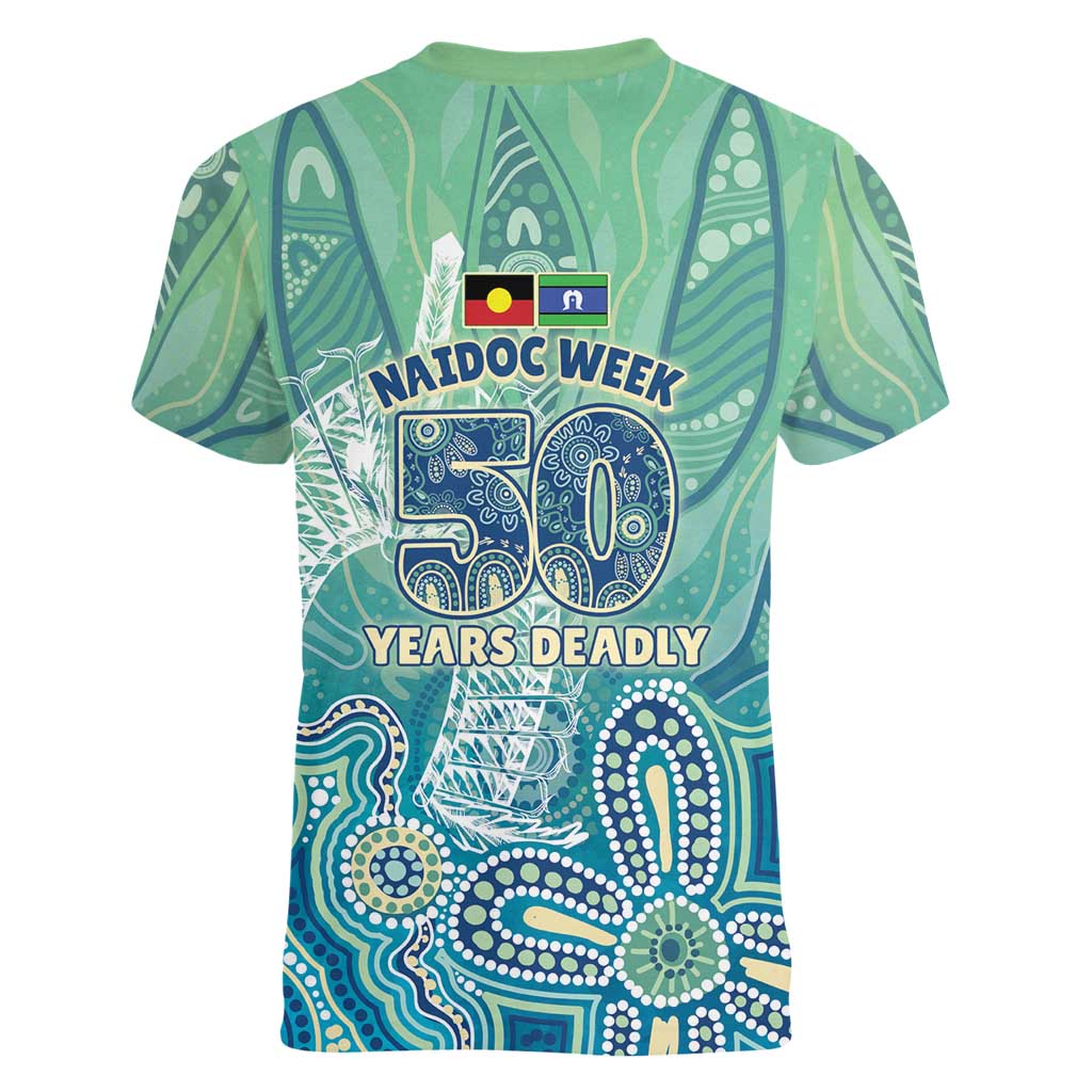 NAIDOC Week - 50 Years Deadly Torres Strait Women V-Neck T-Shirt Pastel Waves
