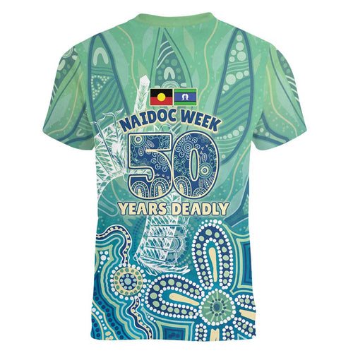 NAIDOC Week - 50 Years Deadly Torres Strait Women V-Neck T-Shirt Pastel Waves