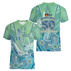 NAIDOC Week - 50 Years Deadly Torres Strait Women V-Neck T-Shirt Pastel Waves