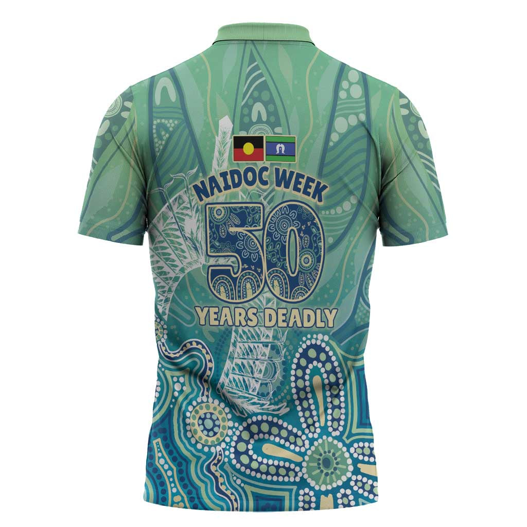 NAIDOC Week - 50 Years Deadly Torres Strait Zipper Polo Shirt Pastel Waves