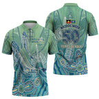NAIDOC Week - 50 Years Deadly Torres Strait Zipper Polo Shirt Pastel Waves