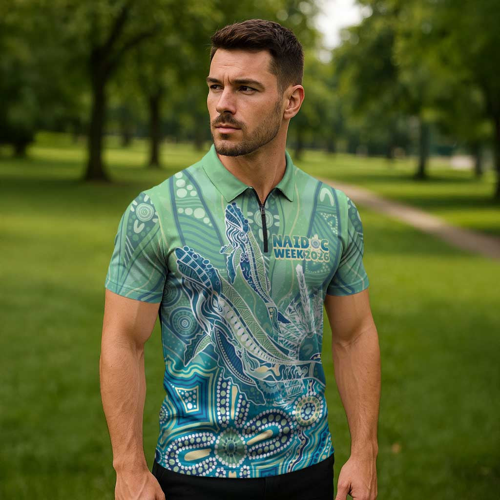 NAIDOC Week - 50 Years Deadly Torres Strait Zipper Polo Shirt Pastel Waves