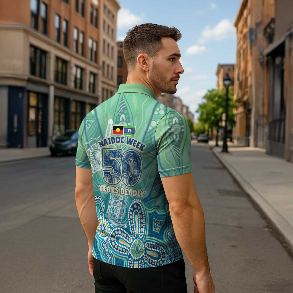 NAIDOC Week - 50 Years Deadly Torres Strait Zipper Polo Shirt Pastel Waves