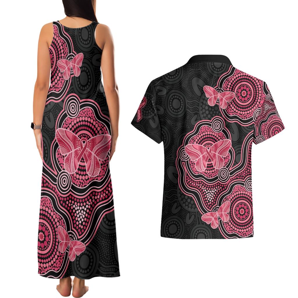 Australia Indigenous Mother's Day Couples Matching Tank Maxi Dress and Hawaiian Shirt Aboriginal Breast Cancer Ribbon