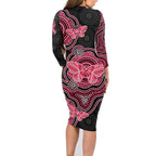 Australia Indigenous Mother's Day Family Matching Long Sleeve Bodycon Dress and Hawaiian Shirt Aboriginal Breast Cancer Ribbon
